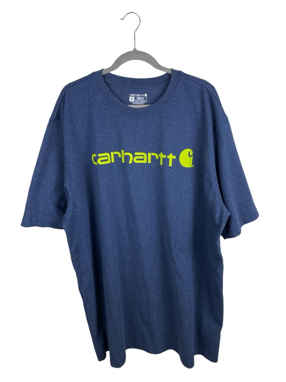 Carhartt Men's Dearborn Loose Logo T-Shirt Size 2XL Tall Heather Blue Cotton